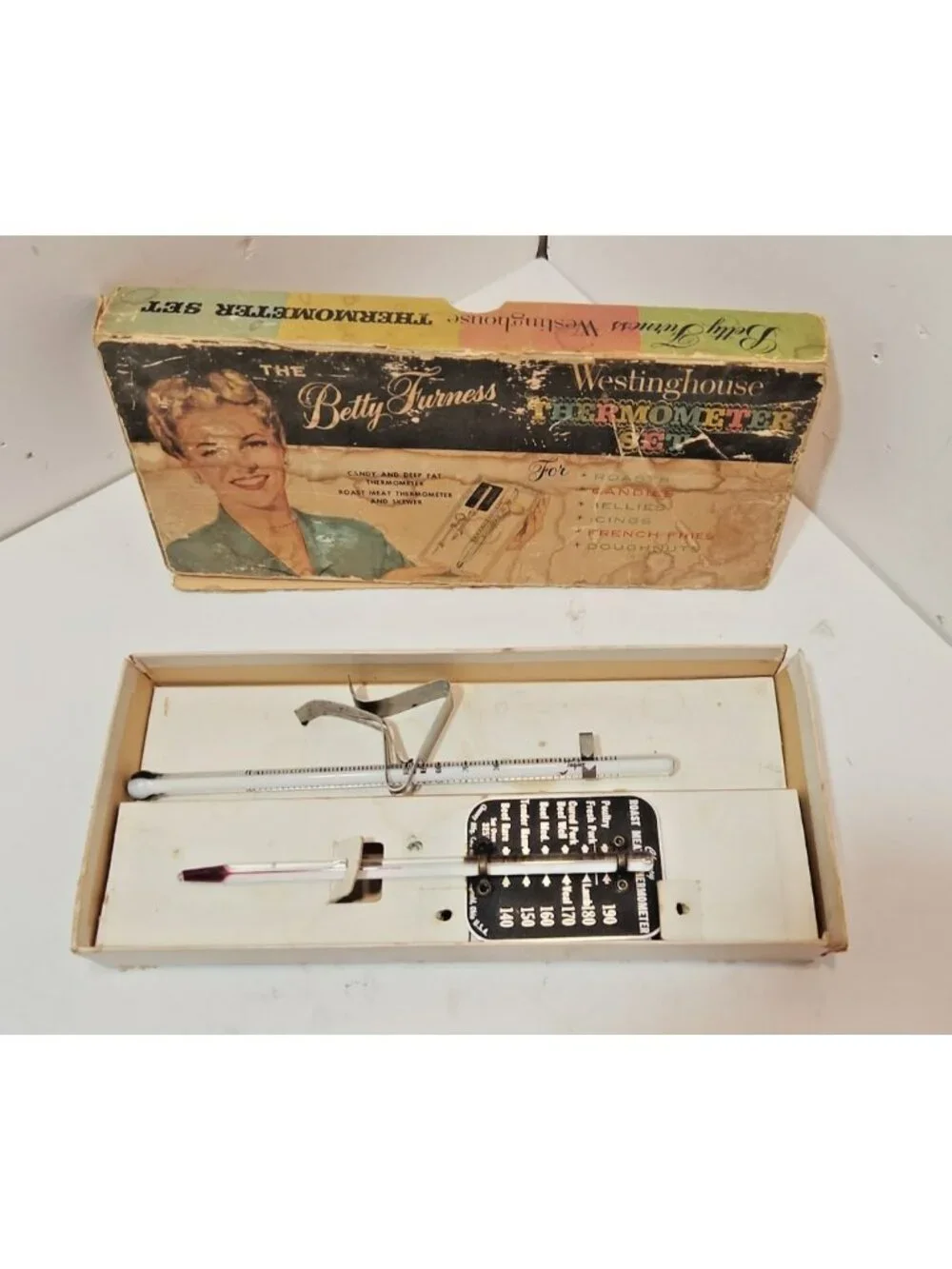 Vintage 1950's Westinghouse Betty Furnes Thermometer Set With Original Box